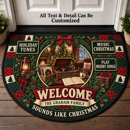 Music Lover Christmas Personalized Half Round Mat | 5To9Vibe