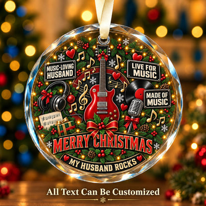 Music-Loving Husband Personalized Glass Ornament | 5To9Vibe