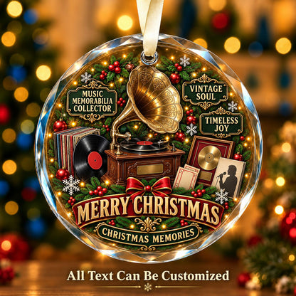 Music Memorabilia Collector Personalized Glass Ornament | 5To9Vibe