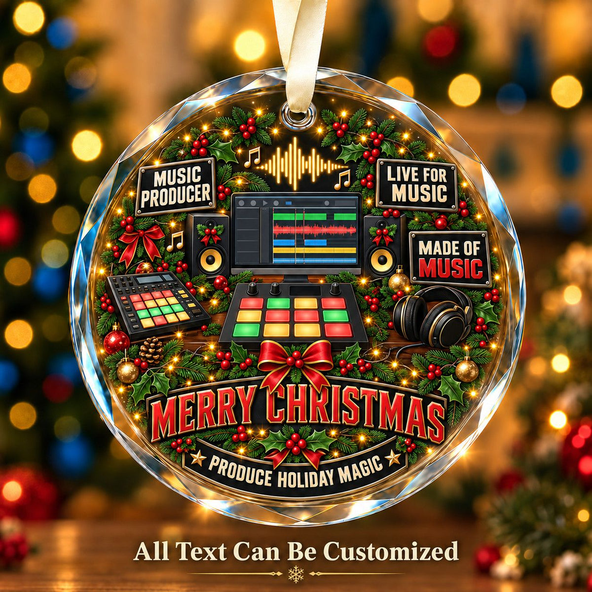 Music Producer Personalized Glass Ornament | 5To9Vibe