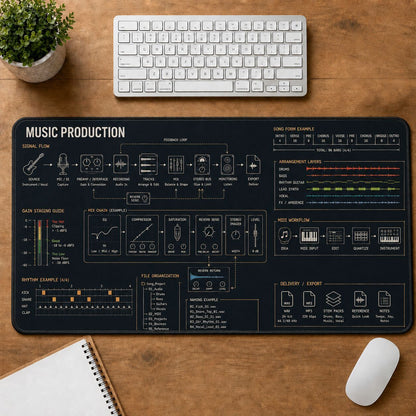 Music Production Creative Reference Guide Desk Mat | 5To9Vibe