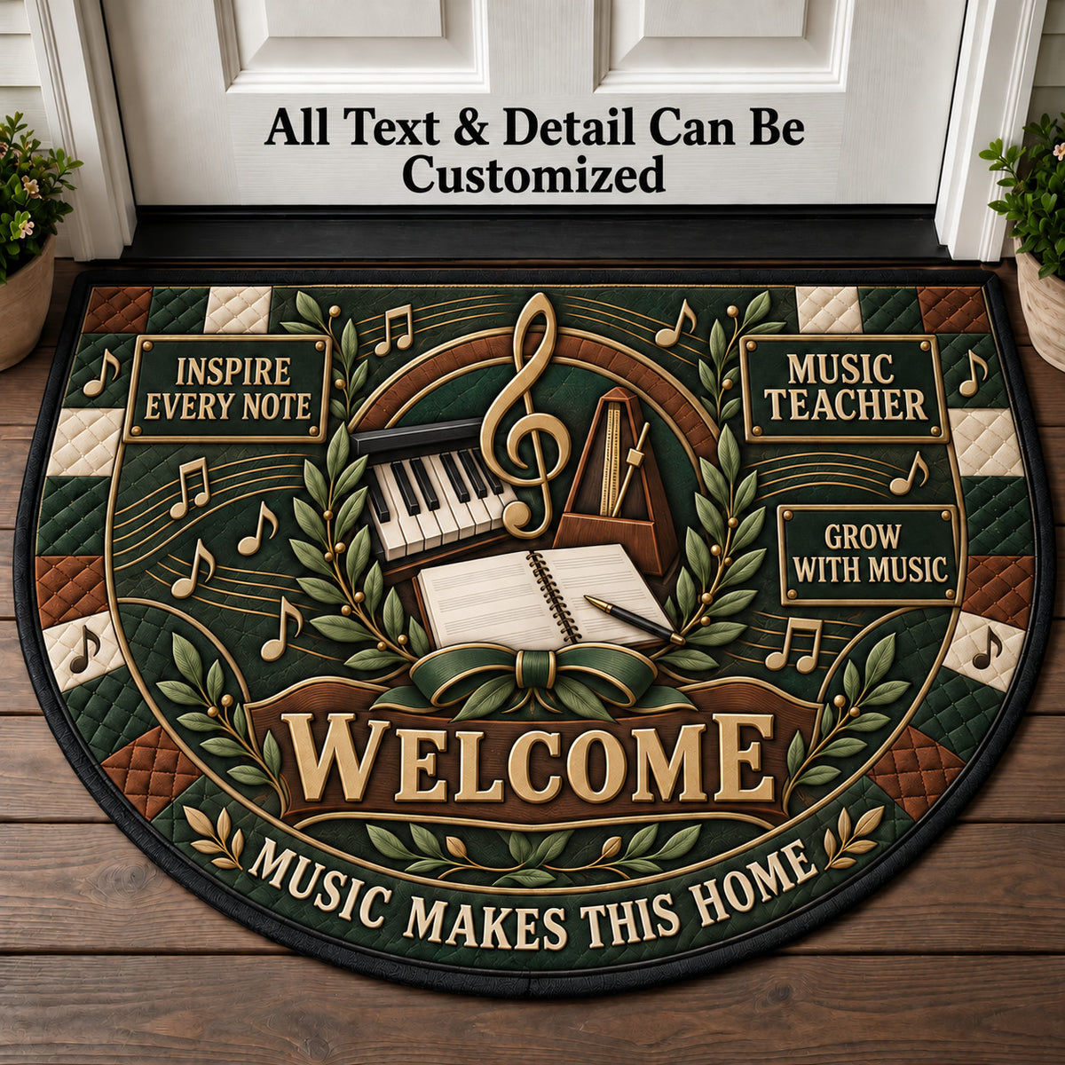 Music Teacher Personalized Half Round Mat | 5To9Vibe