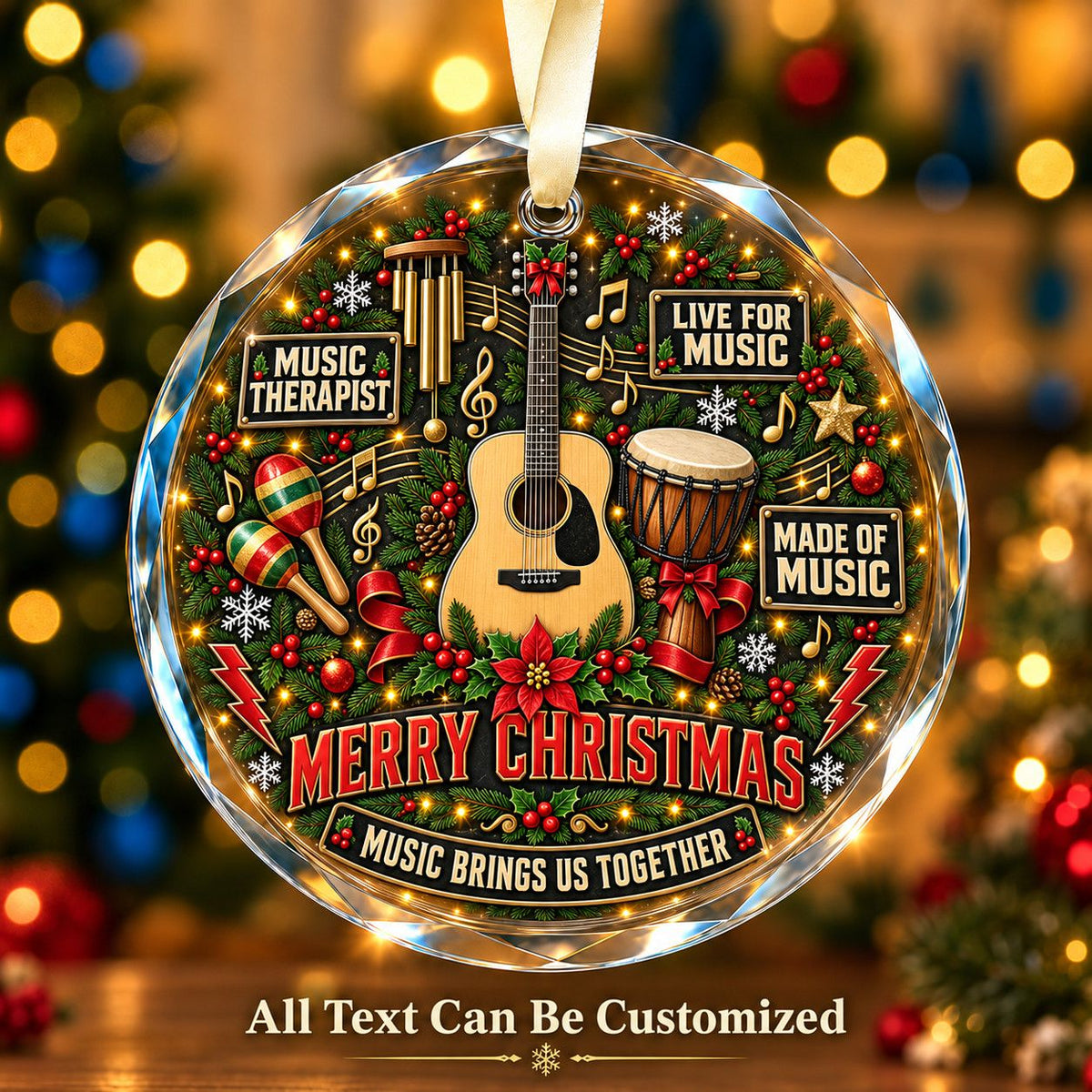 Music Therapist Personalized Glass Ornament | 5To9Vibe