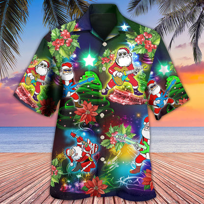 Guitar Music Santa So High Christmas - Hawaiian Shirt 