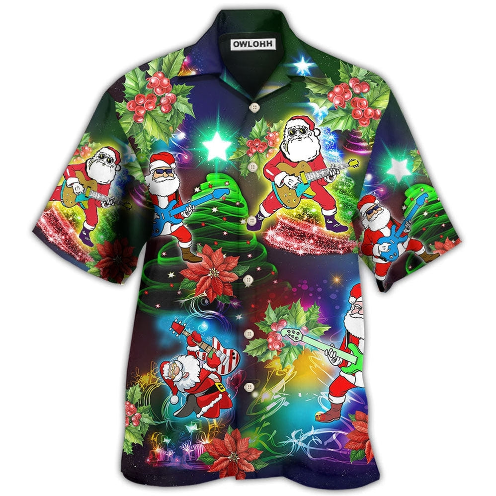 Hawaiian Shirt / Adults / S Guitar Music Santa So High Christmas - Hawaiian Shirt 