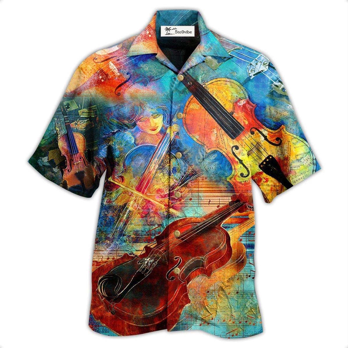 Hawaiian Shirt / Adults / S Violin Music Abstract - Hawaiian Shirt 