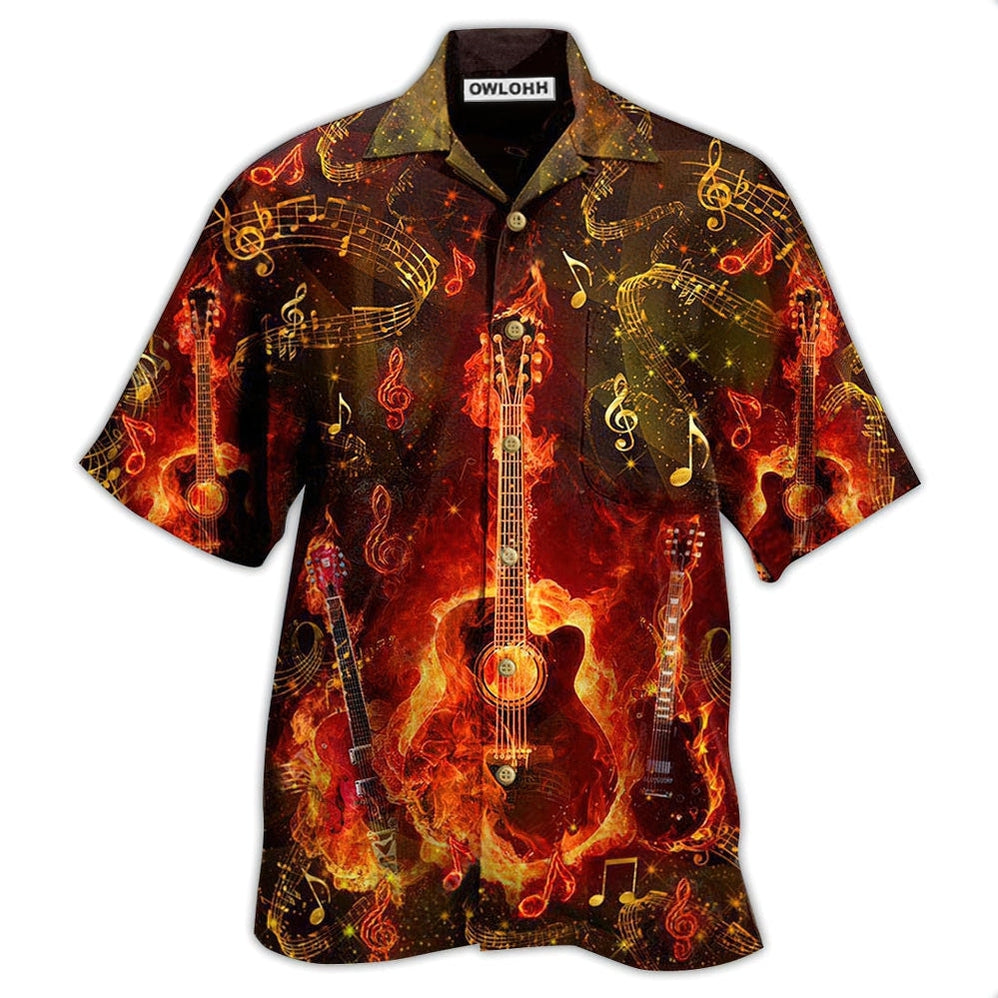 Hawaiian Shirt / Adults / S Guitar Music Guitar Where Words Fail Music Speak Flaming - Hawaiian Shirt 