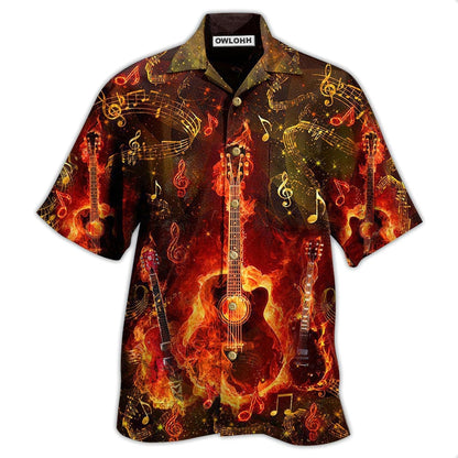 Hawaiian Shirt / Adults / S Guitar Music Guitar Where Words Fail Music Speak Flaming - Hawaiian Shirt 