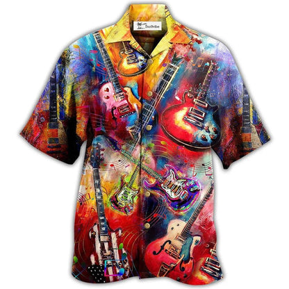 Hawaiian Shirt / Adults / S Guitar Music Mix Color Love Life Very Much - Hawaiian Shirt 