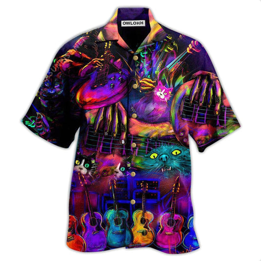 Hawaiian Shirt / Adults / S Guitar My Cats And I Play Guitars We Destroy Silent - Hawaiian Shirt 