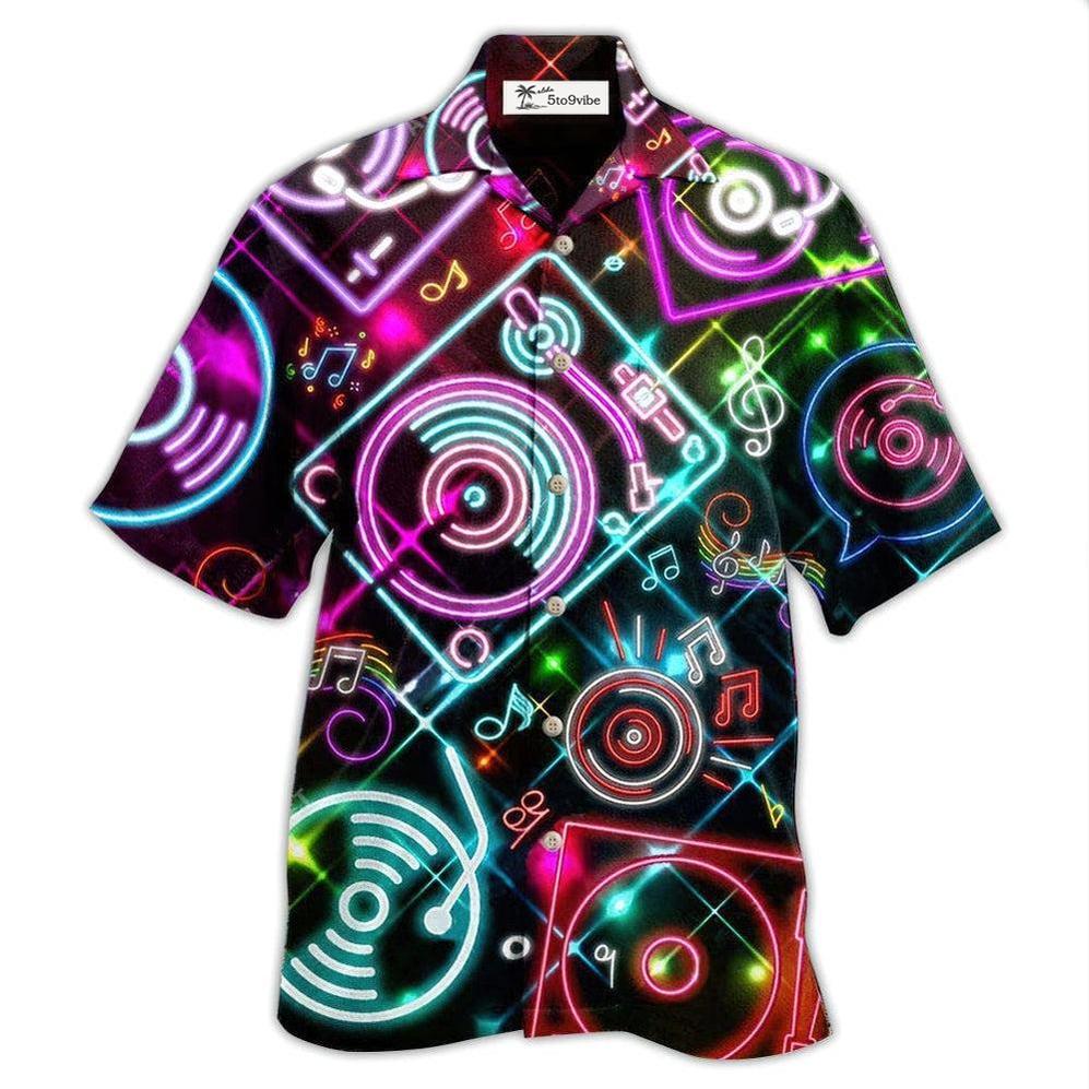 Hawaiian Shirt / Adults / S Music Record Player In Memory - Hawaiian Shirt 