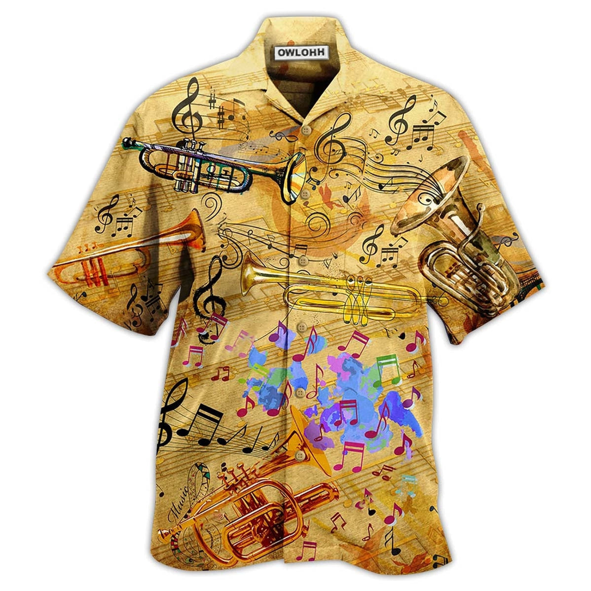 Hawaiian Shirt / Adults / S Trumpet Music Vintage Life Peace - Hawaiian Shirt 