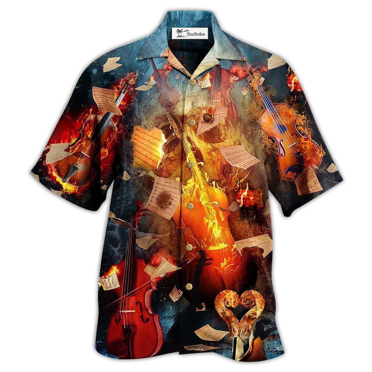 Hawaiian Shirt / Adults / S Violin Music Fire Burn Fire - Hawaiian Shirt 