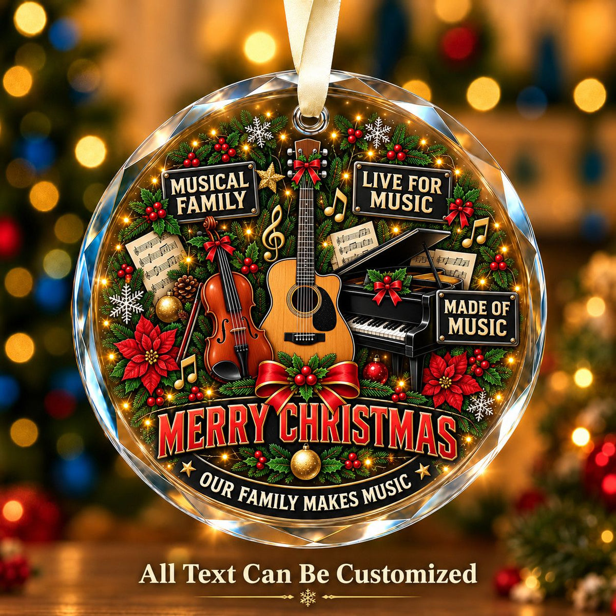 Musical Family Personalized Glass Ornament | 5To9Vibe