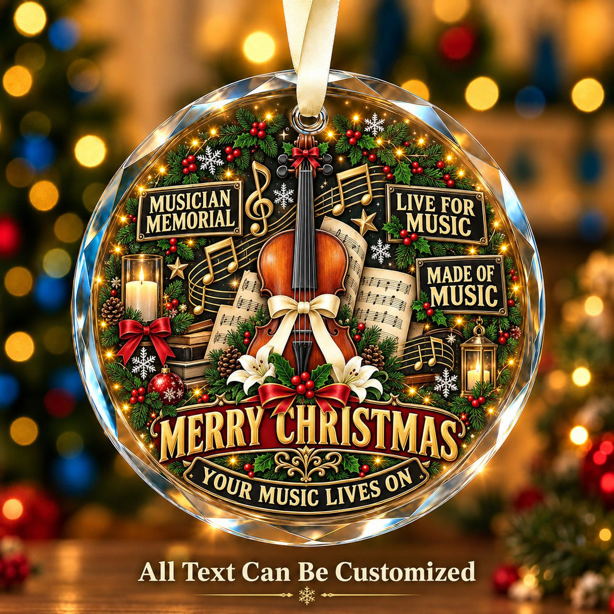 Musician Memorial Personalized Glass Ornament | 5To9Vibe