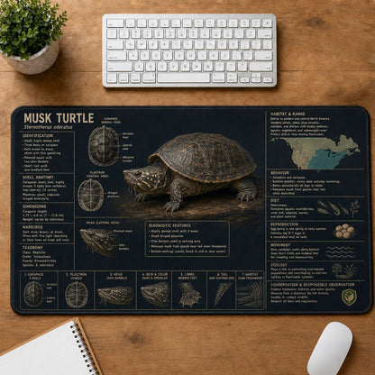Musk Turtle Turtle and Tortoise Species Guide Desk Mat | 5To9Vibe