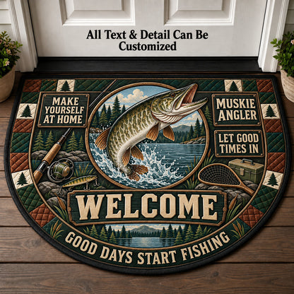 Muskie Angler Personalized Half Round Mat | 5To9Vibe