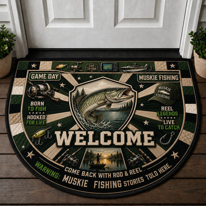 Muskie Fishing Club Stories Quilted Print Premium Welcome Mat – Personalized Doormat