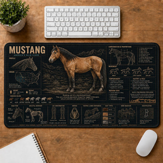 Mustang Horse Horse and Equestrian Visual Guide Desk Mat | 5To9Vibe