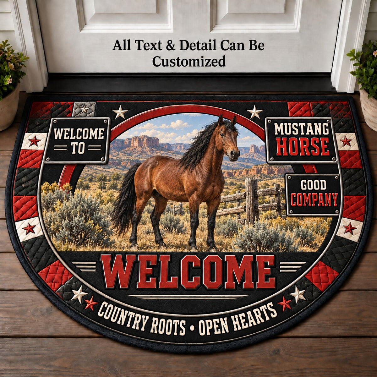 Mustang Horse Personalized Half Round Mat | 5To9Vibe