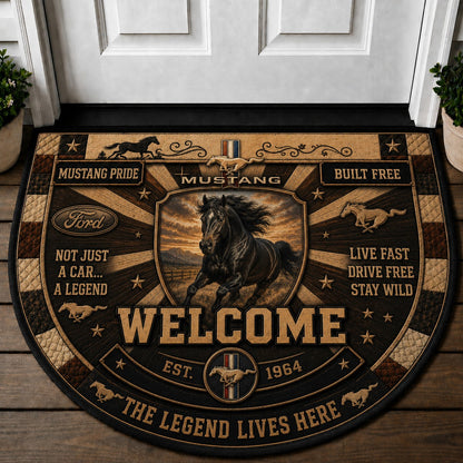 Western Horse Lover Quilted Print Premium Welcome Mat – Personalized Doormat