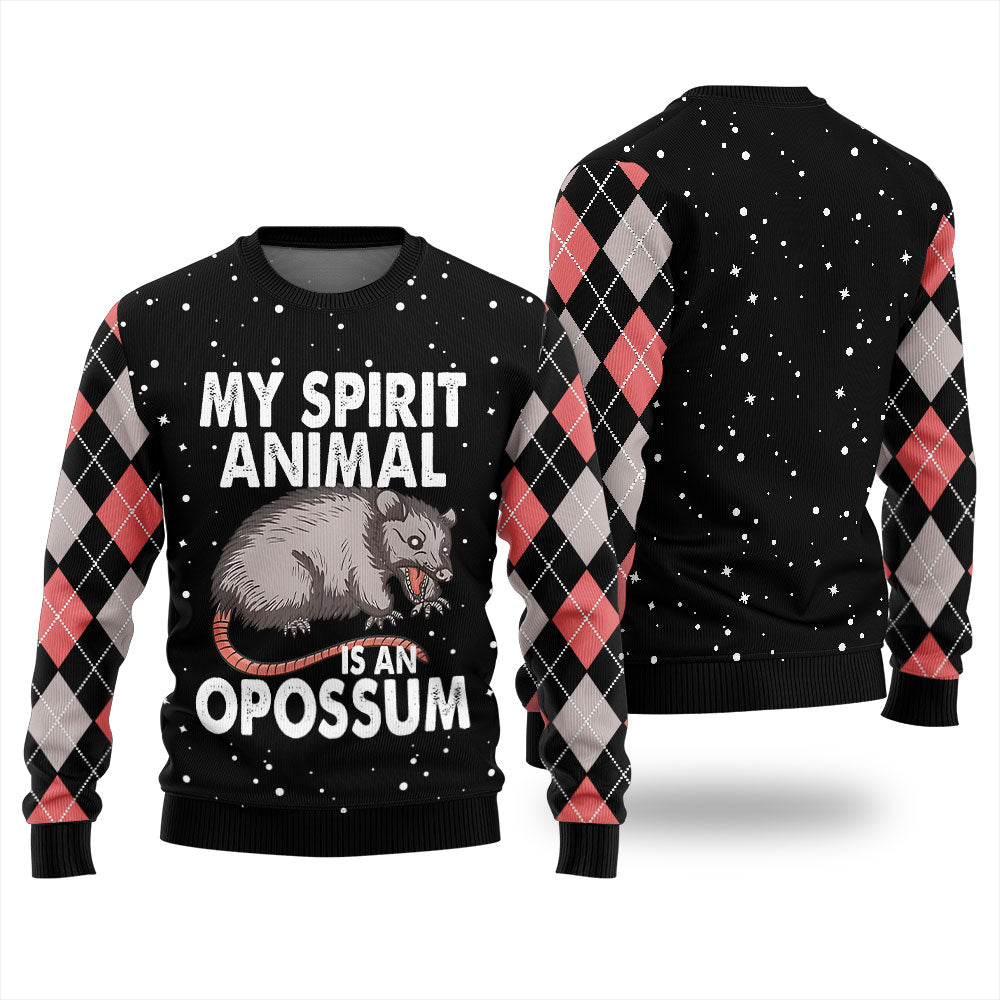 My Spirit Animal Is An Opossum Ugly Christmas Sweater