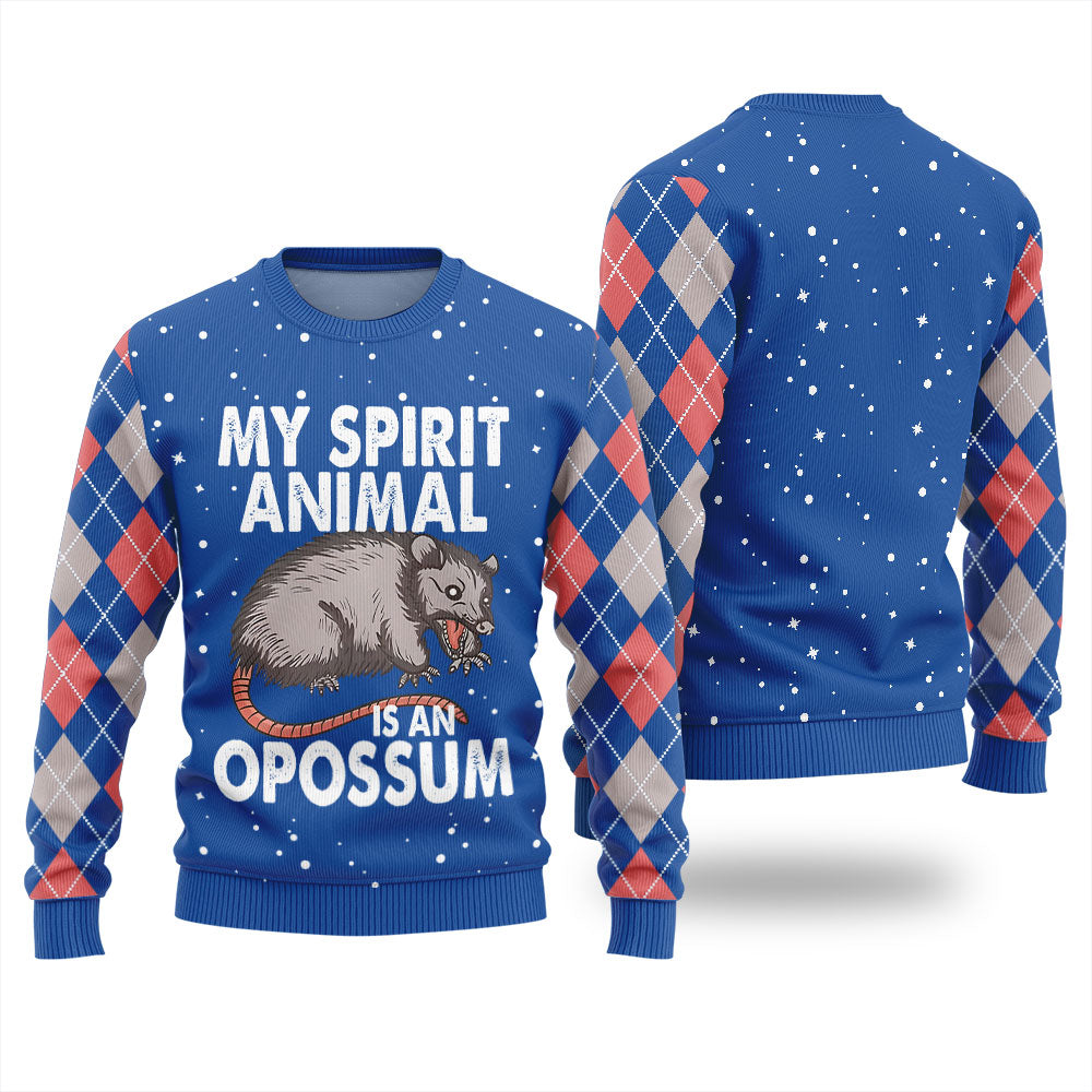 My Spirit Animal Is An Opossum Ugly Christmas Sweater