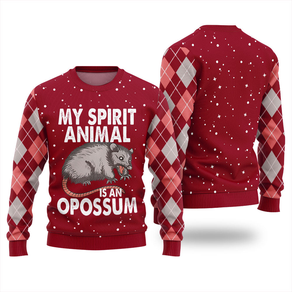 My Spirit Animal Is An Opossum Ugly Christmas Sweater