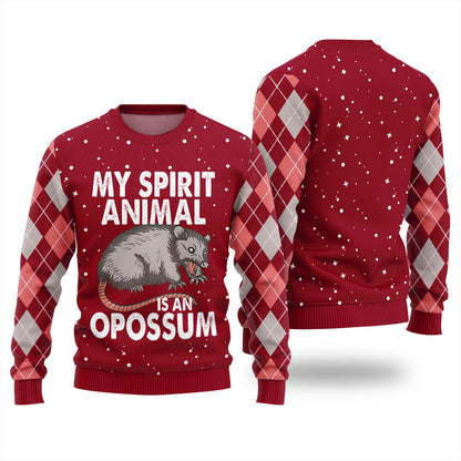 My Spirit Animal Is An Opossum Ugly Christmas Sweater