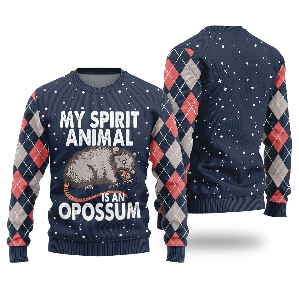 My Spirit Animal Is An Opossum Ugly Christmas Sweater