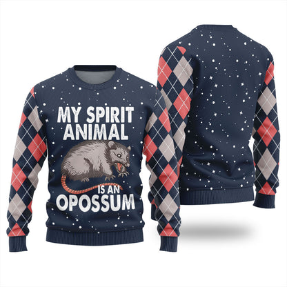 My Spirit Animal Is An Opossum Ugly Christmas Sweater
