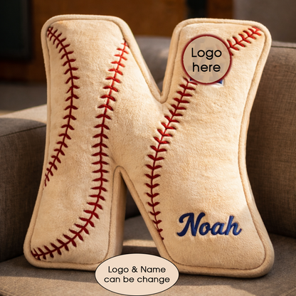 Baseball Pillow Custom Name & Logo Gift For Kids, Friends, Family Irregular-Shaped Pillow Custom-Shaped Pillow-5TO9VIBE