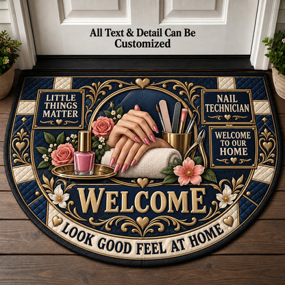 Nail Technician Personalized Half Round Mat | 5To9Vibe