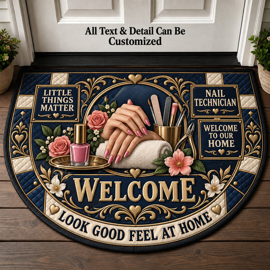 Nail Technician Personalized Half Round Mat | 5To9Vibe