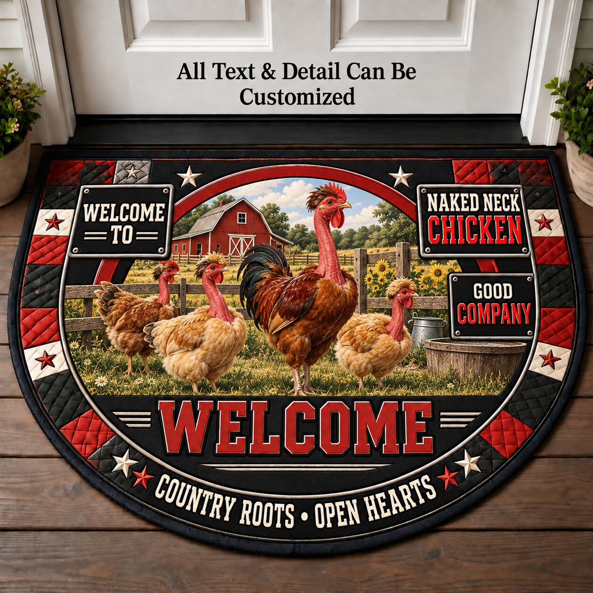 Naked Neck Chicken Personalized Half Round Mat | 5To9Vibe