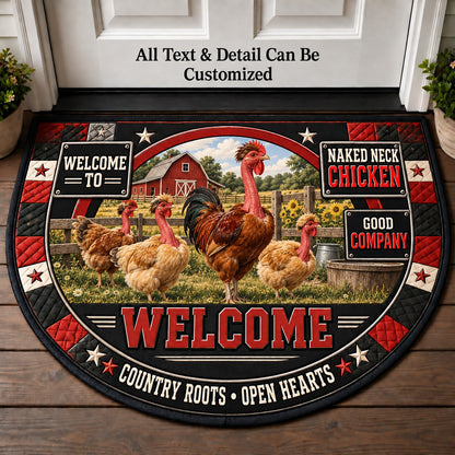 Naked Neck Chicken Personalized Half Round Mat | 5To9Vibe