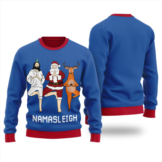 Namasleigh Yoga Men's Ugly Christmas Sweater