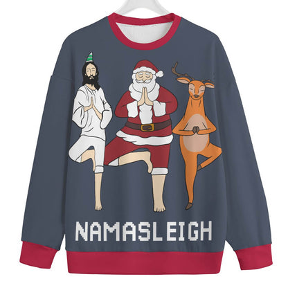 Namasleigh Yoga Women's Plus Size Ugly Christmas Sweater