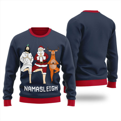 Namasleigh Yoga Women's Ugly Christmas Sweater
