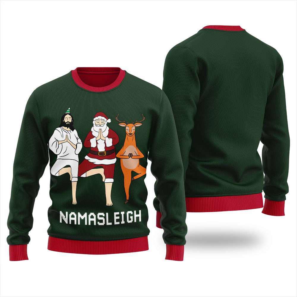 Namasleigh Yoga Women's Ugly Christmas Sweater