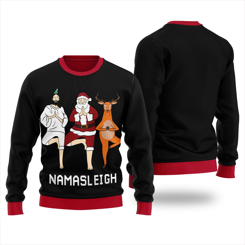 Namasleigh Yoga Women's Ugly Christmas Sweater