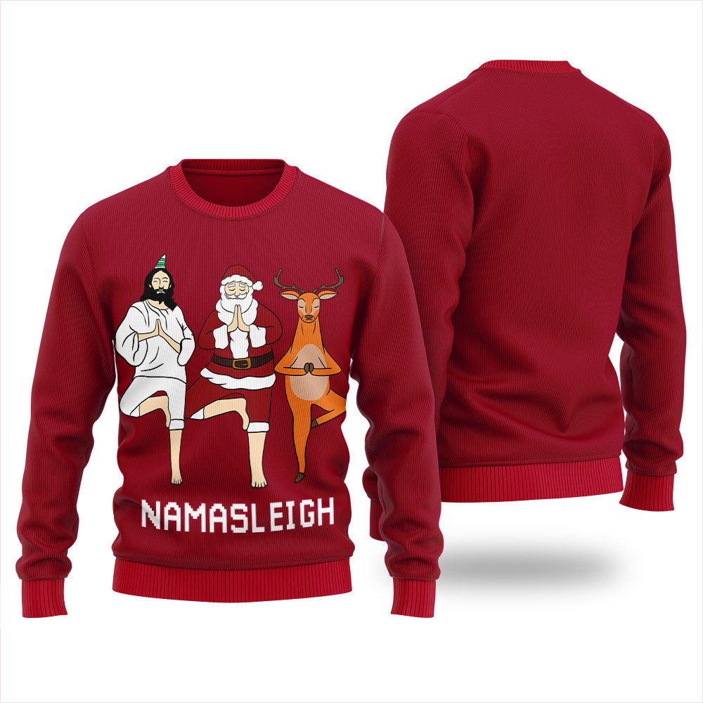 Namasleigh Yoga Women's Ugly Christmas Sweater