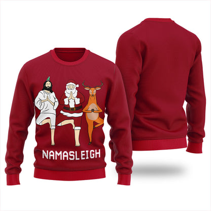 Namasleigh Yoga Women's Ugly Christmas Sweater