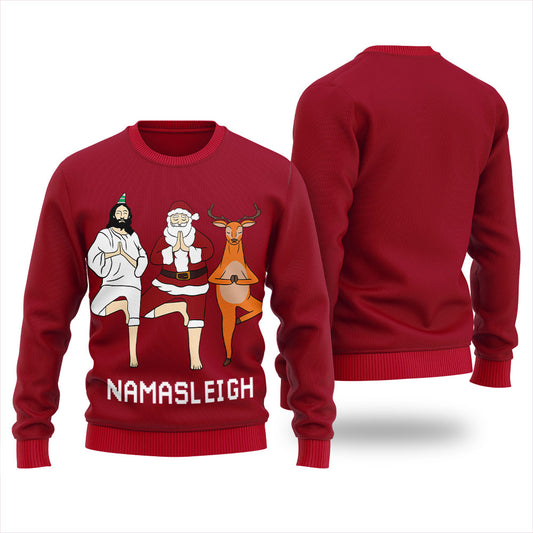 Namasleigh Yoga Women's Ugly Christmas Sweater