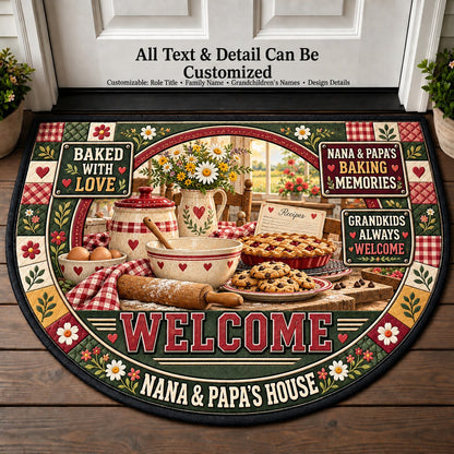 Nana & Papa's Baking Memories Personalized Half Round Mat | 5To9Vibe