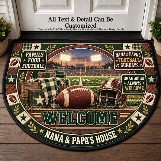 Nana & Papa's Football Sundays Personalized Half Round Mat | 5To9Vibe