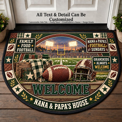 Nana & Papa's Football Sundays Personalized Half Round Mat | 5To9Vibe