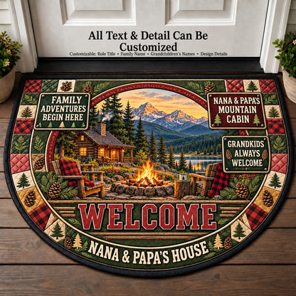 Nana & Papa's Mountain Cabin Personalized Half Round Mat | 5To9Vibe