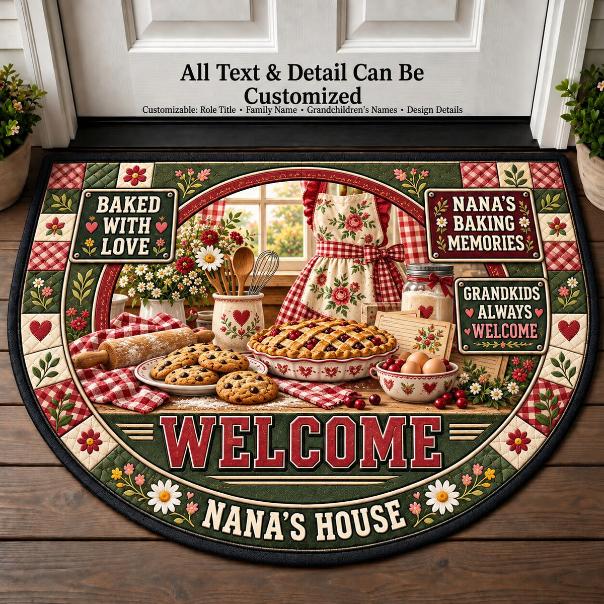 Nana's Baking Memories Personalized Half Round Mat | 5To9Vibe