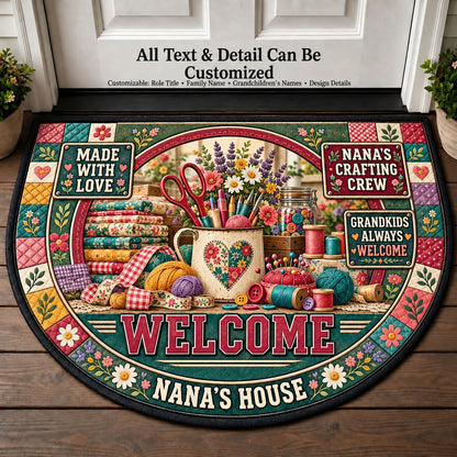 Nana's Crafting Crew Personalized Half Round Mat | 5To9Vibe